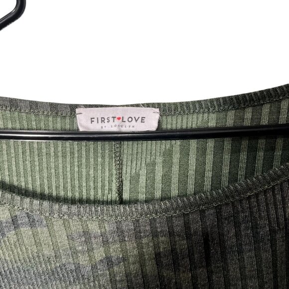 Womens Camo Print Ribbed Top W/ American Flag Pocket & Front Tie 3X By First Lov - Picture 5 of 5